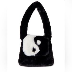 Yin Yang Plush Faux Fur Black & White Shoulder Bag